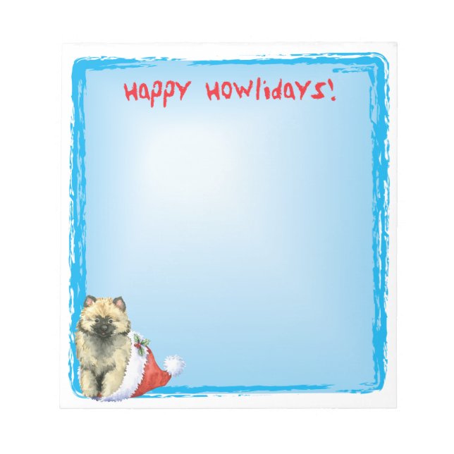 Happy Howlidays Keeshond Notizblock (Vorderseite)