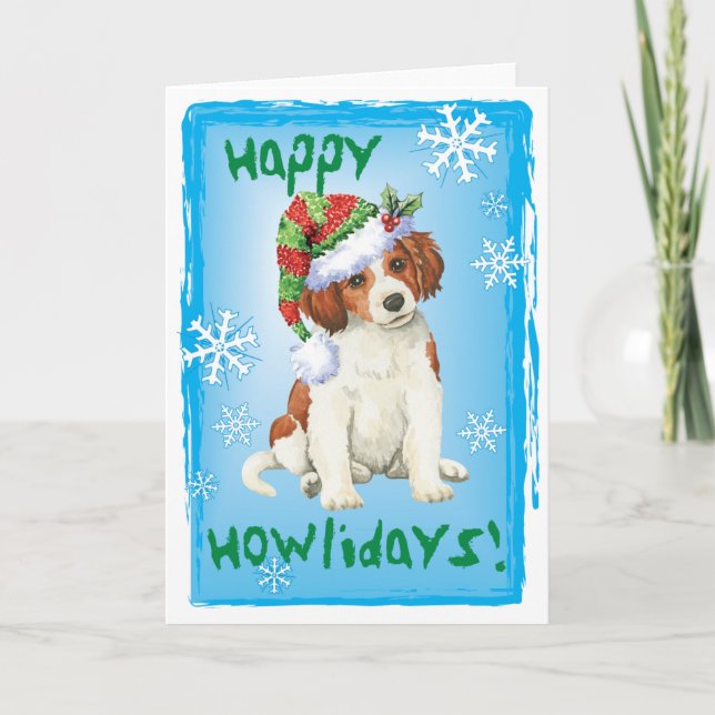 Happy Howlidays Kooikerhondje Feiertagskarte (Vorderseite)