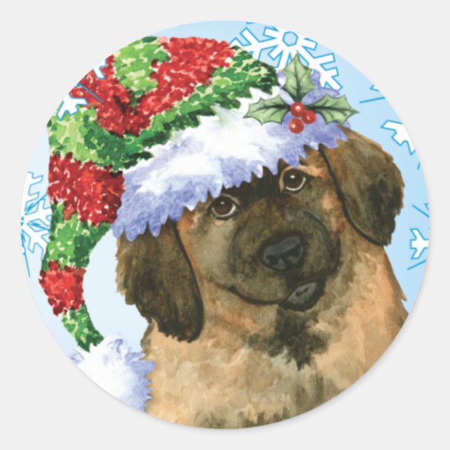 Happy Howlidays Leonberger Runder Aufkleber (Vorderseite)