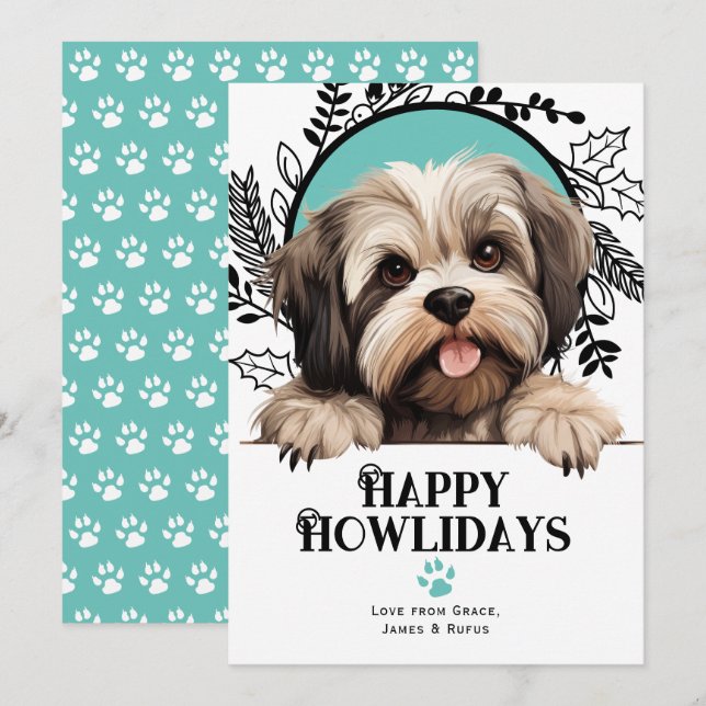 Happy Howlidays Lhasa Apso Dog Weihnachten (Vorne/Hinten)