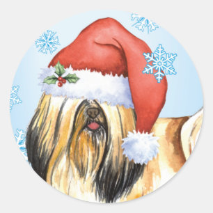 Happy Howlidays Lhasa Apso Runder Aufkleber