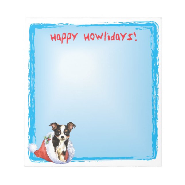Happy Howlidays Long Coat Chihuahua Notizblock (Vorderseite)