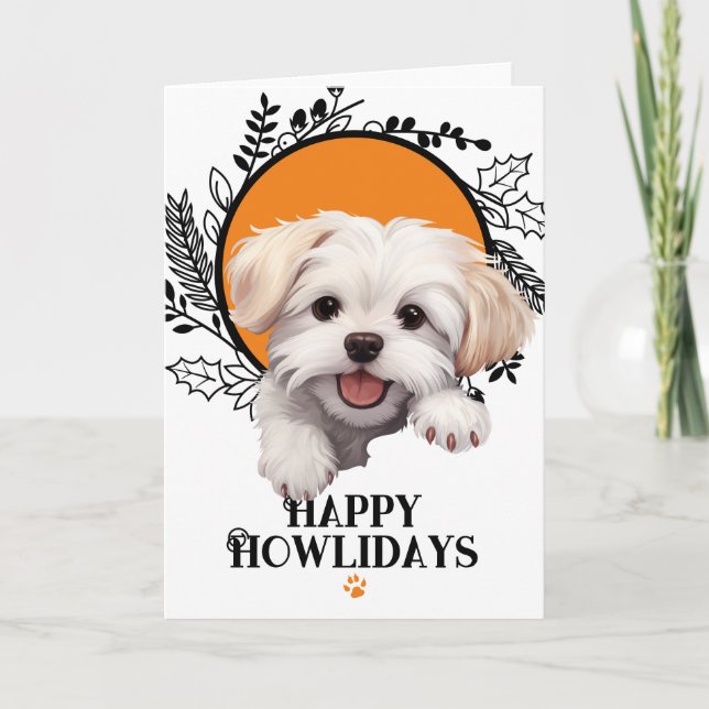 Happy Howlidays Maltese Dog Weihnachten (Vorderseite)
