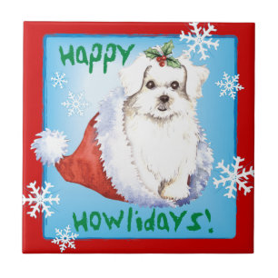 Happy Howlidays Maltese Fliese