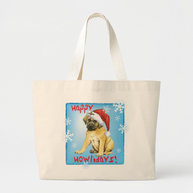 Happy Howlidays Mastiff Jumbo Stoffbeutel (Vorne)