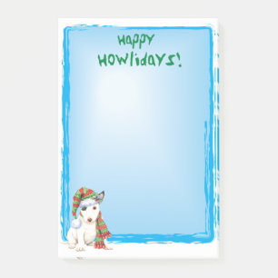 Happy Howlidays Mini Bull Terrier Post-it Klebezettel
