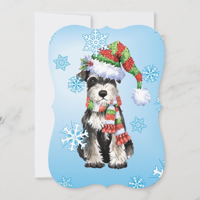 Happy Howlidays Miniature Schnauzer Feiertagskarte (Vorderseite)