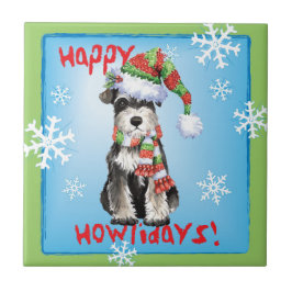 Happy Howlidays Miniature Schnauzer Fliese