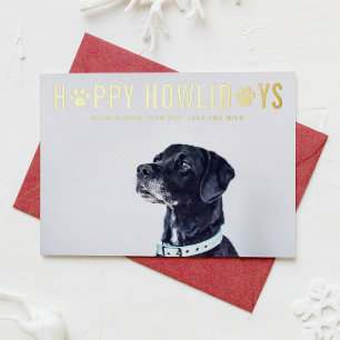 Happy Howlidays Modern Typografy Dog Foto Folien Feiertagskarte