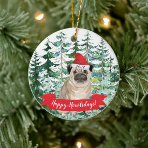 Happy Howlidays Mops Hund Weihnachtsschmuck