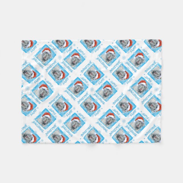 Happy Howlidays Neapolitan Mastiff Fleece Blanket (Vorderseite (Horizontal))