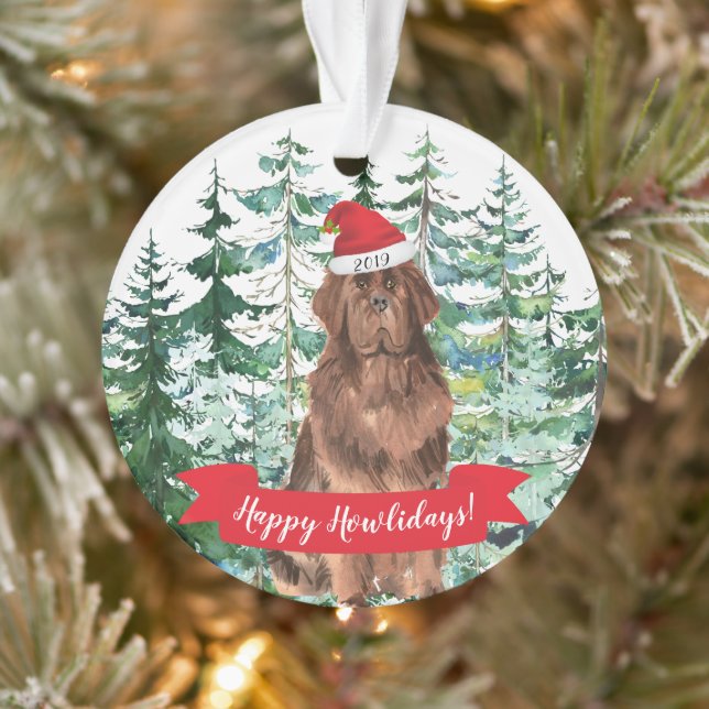 Happy Howlidays Neufundland Hundeweihe Weihnachten Ornament (Baum)
