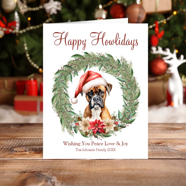 Happy Howlidays Niedlich Boxer Dog Feiertagskarte (Von Creator hochgeladen)