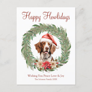 Happy Howlidays Niedlich Brittany Spaniel Dog Feiertagspostkarte