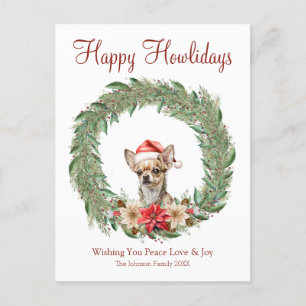 Happy Howlidays Niedlich Chihuahua Dog Feiertagspostkarte