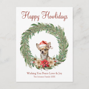 Happy Howlidays Niedlich Chihuahua Dog Feiertagspostkarte
