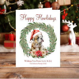 Happy Howlidays Niedlich English Bulldog Feiertagskarte