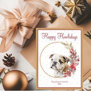 Happy Howlidays Niedlich English Bulldog Feiertagspostkarte