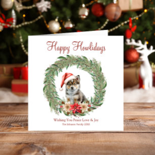 Happy Howlidays Niedlich Husky Dog Feiertagskarte
