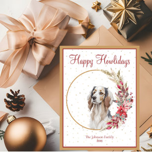 Happy Howlidays Niedlich Irish Setter Dog Feiertagspostkarte