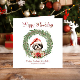 Happy Howlidays Niedlich Lhasa Apso Dog Feiertagskarte