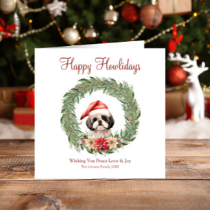 Happy Howlidays Niedlich Lhasa Apso Dog Feiertagskarte