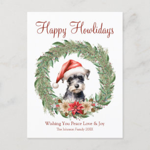 Happy Howlidays Niedlich Miniature Schnauzer Dog Feiertagspostkarte