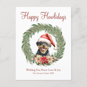 Happy Howlidays Niedlich Rottweiler Hund Feiertagspostkarte