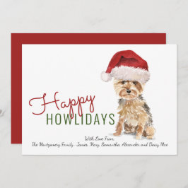 Happy Howlidays Niedlich Yorkie in Weihnachtsmannm Feiertagskarte