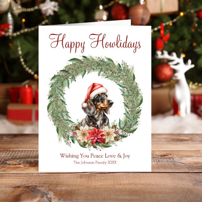 Happy Howlidays Niedliche Dackel Hund Feiertagskarte (Von Creator hochgeladen)