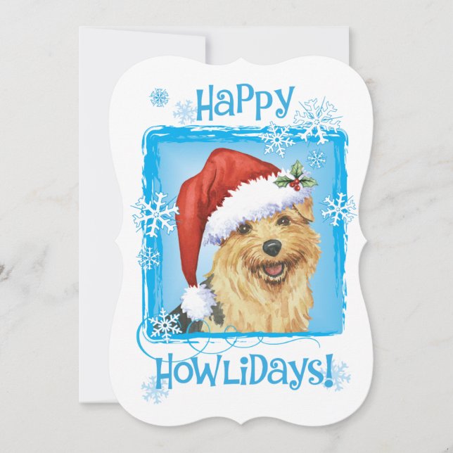 Happy Howlidays Norfolk Terrier Feiertagskarte (Vorderseite)