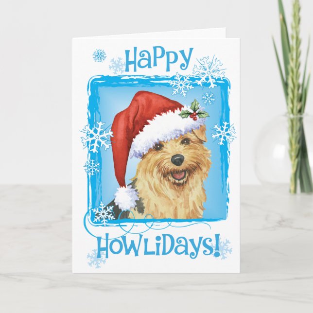 Happy Howlidays Norfolk Terrier Feiertagskarte (Vorderseite)