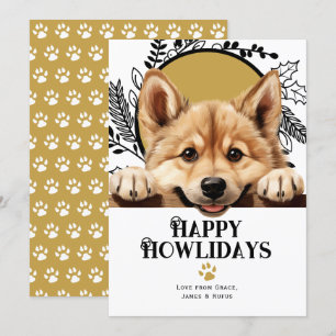 Happy Howlidays Norwegischer Buhund Dog Feiertagskarte