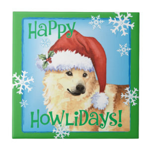 Happy Howlidays Norwegischer Buhund Fliese