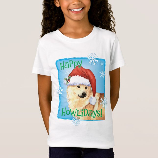 Happy Howlidays Norwegischer Buhund T-Shirt (Vorderseite)