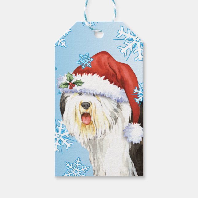Happy Howlidays Old English Sheepdog Geschenkanhänger (Vorderseite)