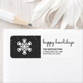 Happy Howlidays Paw Print Snowflake Return Label