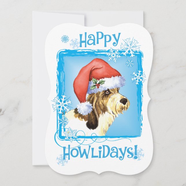 Happy Howlidays PBGV Feiertagskarte (Vorderseite)