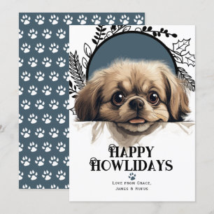 Happy Howlidays Pekinese Dog Feiertagskarte