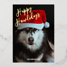 Happy Howlidays Personalisiertes Foto Folien Feiertagskarte