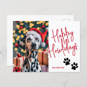 Happy Howlidays Pet Foto Weihnachten Rot Postkarte