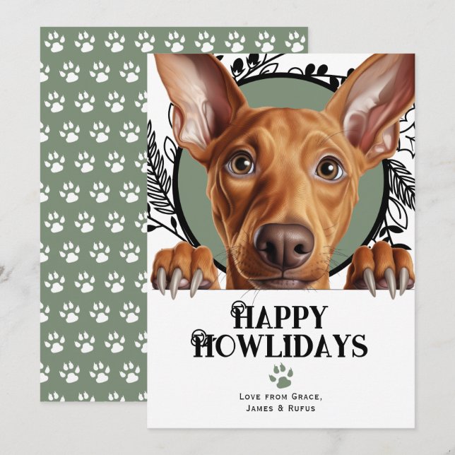Happy Howlidays Pharaoh Hound Hund Weihnachten (Vorne/Hinten)