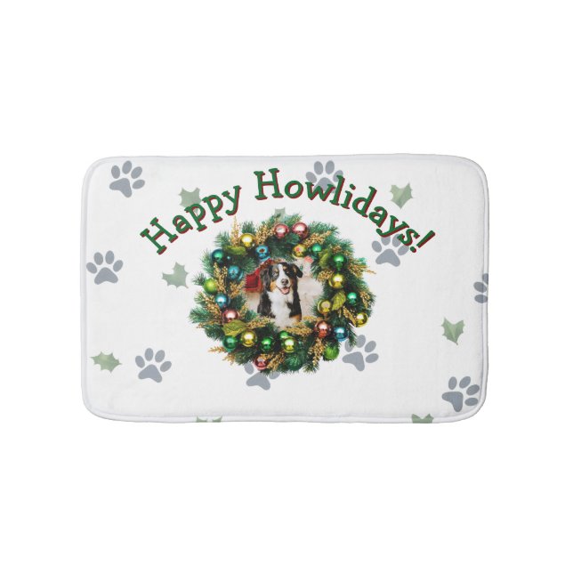 Happy Howlidays Photo Image Badematte (Vorderseite)