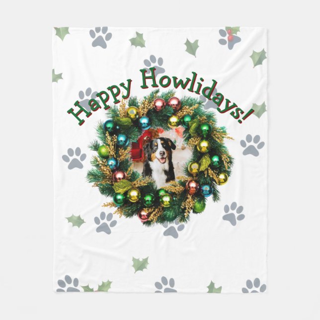 Happy Howlidays Photo Image Fleecedecke (Vorderseite)