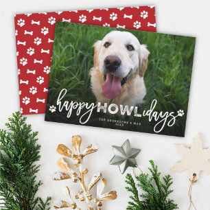Happy Howlidays Pinsel Skript Hund Lover Foto Pet Feiertagskarte