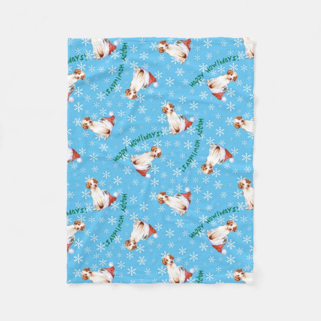 Happy Howlidays Pointer Fleece Blanket (Vorderseite)