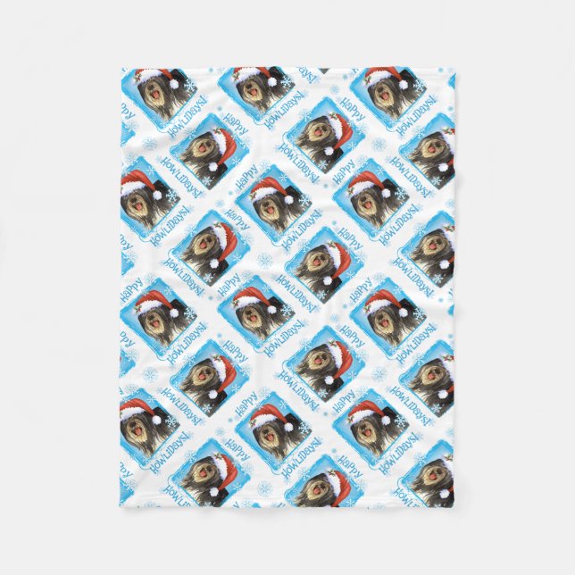 Happy Howlidays Polish Lowland Sheepdog Fleecedecke (Vorderseite)