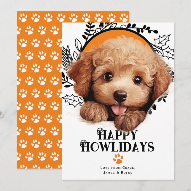 Happy Howlidays Poodle Dog Weihnachten (Vorne/Hinten)