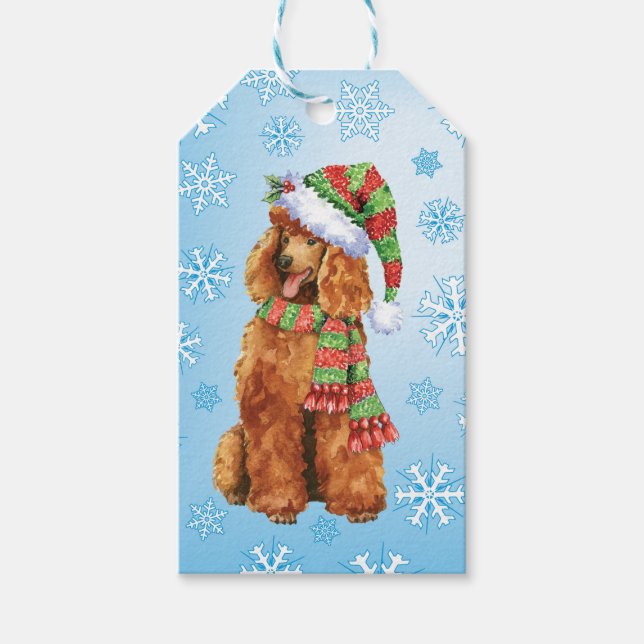 Happy Howlidays Poodle Geschenkanhänger (Vorderseite)