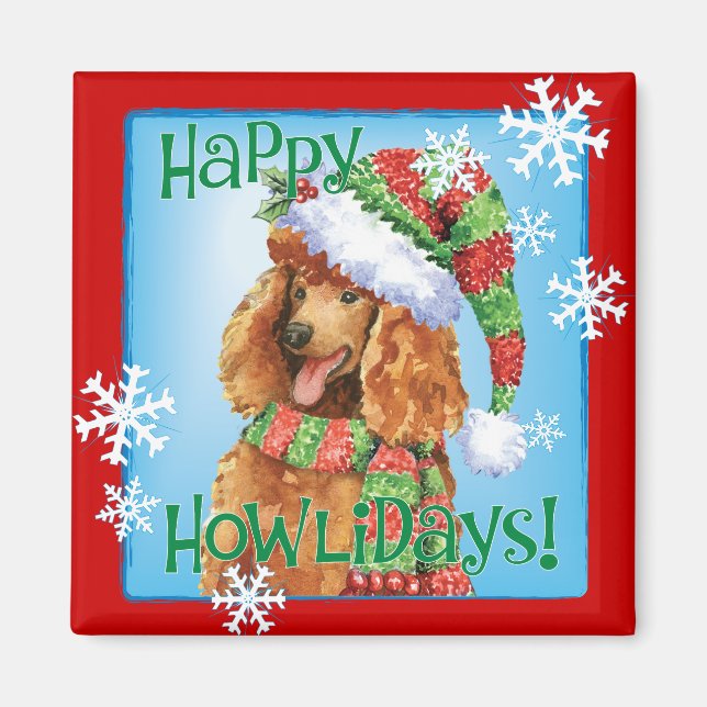 Happy Howlidays Poodle Magnet (Vorne)